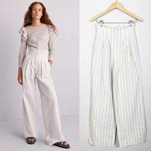 Rebecca Taylor White Striped Wide Leg Pants